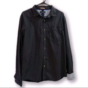 Mens Denim and Flower XL Slim fit button down with floral foldable cuffs